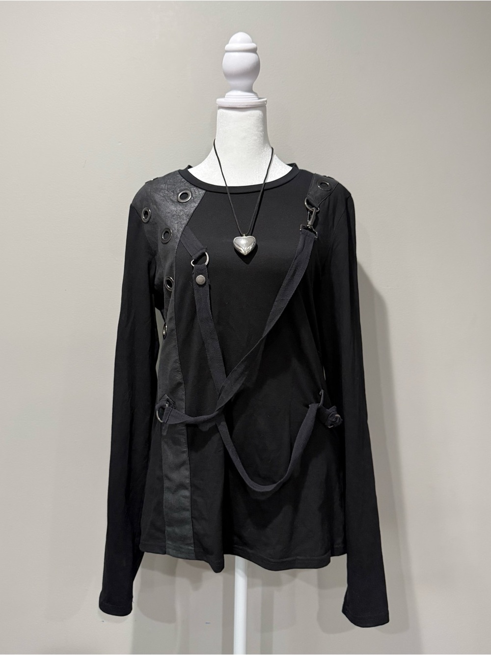 Punk Rave Black Long Sleeve Belted Top